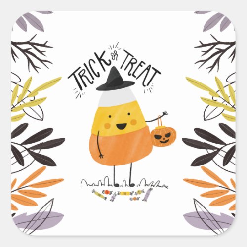 Trick or Treat Candy Corn Halloween  Sticker