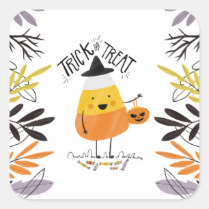 Trick or Treat Candy Corn Halloween Sticker