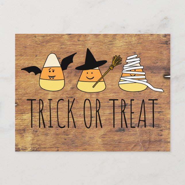 Trick or Treat Candy Corn Invitation Postcard (Front)