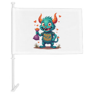 Trick or Treat Candy Monster � Halloween T-Shirt D Car Flag