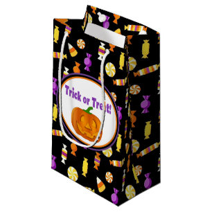 Trick or Treat Candy Pattern Halloween Paper Small Gift Bag