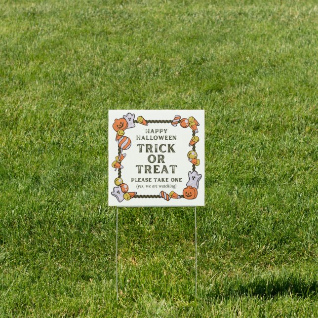 Trick Or Treat Candy Please Take One Yard Sign (Insitu)