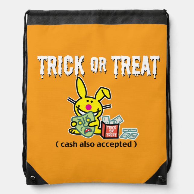 Trick or Treat (cash also accepted) Drawstring Bag (Front)