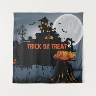 Trick or treat castle tapestry