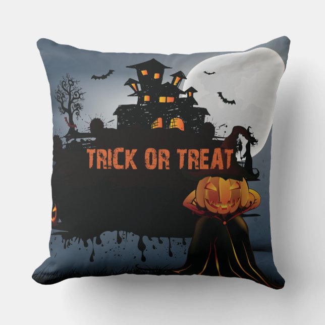 Trick or treat castle   throw pillow (Front)