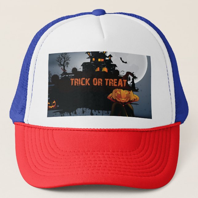Trick or treat castle   trucker hat (Front)