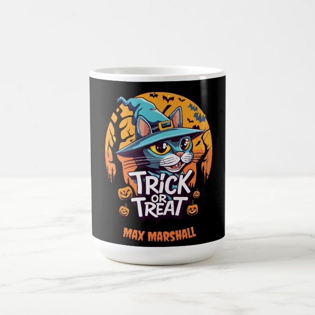 Trick or Treat Cat - Creepy Crawlies Orange Black Coffee Mug (Center)