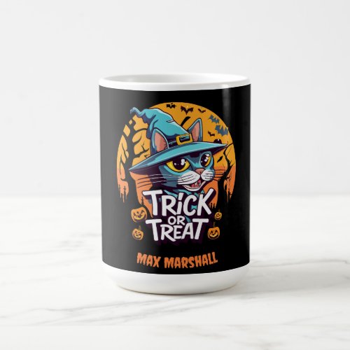 Trick or Treat Cat _ Creepy Crawlies Orange Black Coffee Mug
