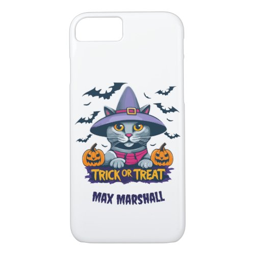 Trick or Treat Cat _ Fright Night Violet Black iPhone 87 Case