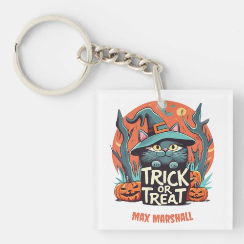 Trick or Treat Cat _ Frightfully Fabulous Orange Keychain