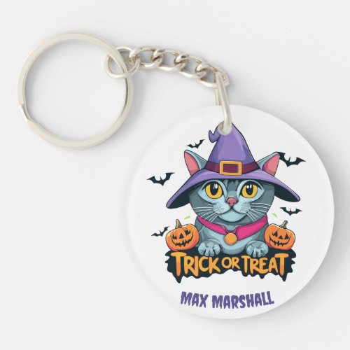 Trick or Treat Cat _ Ghostly Gathering Violet Keychain