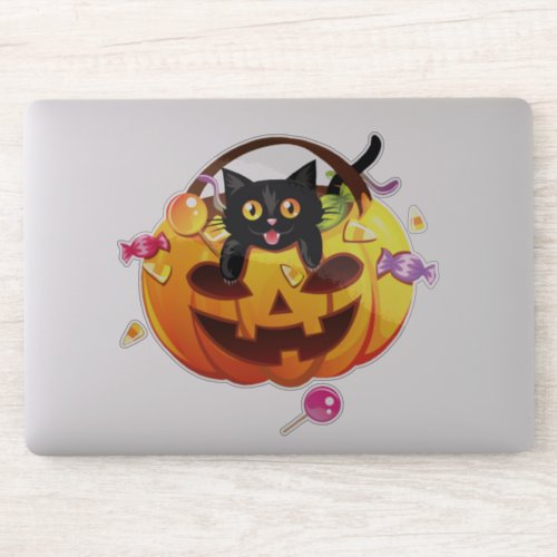 Trick or Treat Cat Laptop Sticker