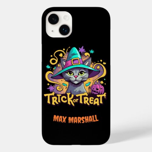 Trick or Treat Cat _ Night Owl Pink Black Case_Mate iPhone 14 Plus Case
