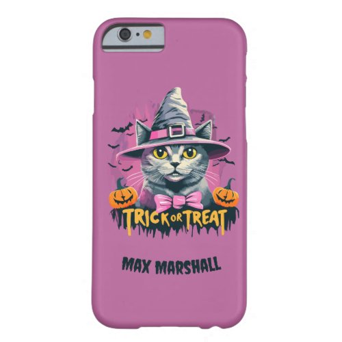 Trick or Treat Cat _ Pumpkin Patch Pink Black Barely There iPhone 6 Case