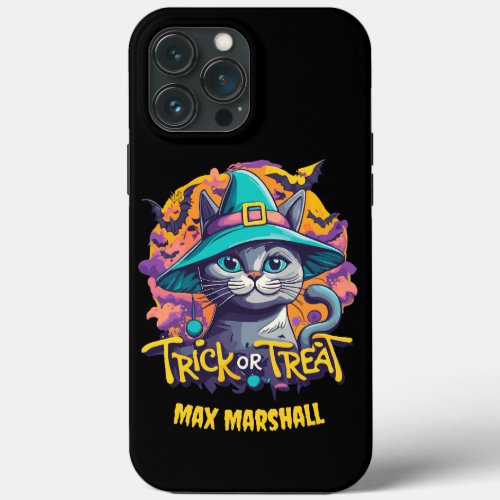 Trick or Treat Cat _ Scary Good Times Orange Black iPhone 13 Pro Max Case