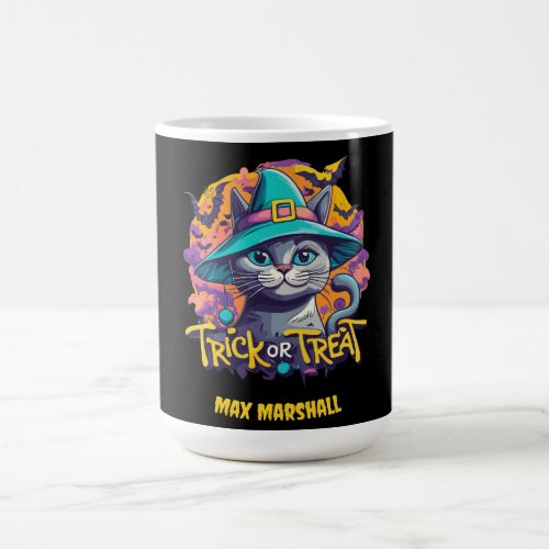Trick or Treat Cat _ Scary Good Times Orange Black Coffee Mug
