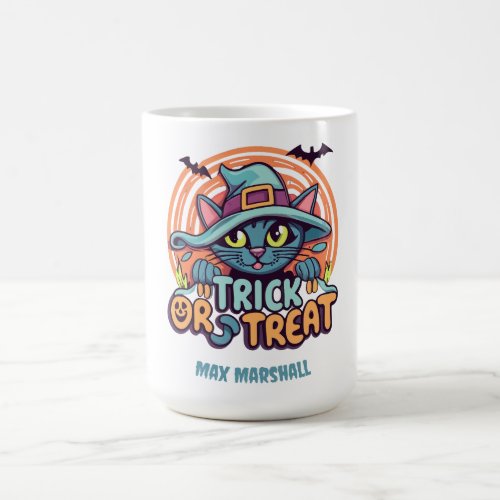 Trick or Treat Cat _ Trick or Treat Orange Blue Coffee Mug