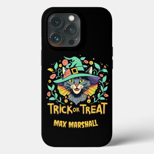 Trick or Treat Cat _ Zombie Zone Green Black iPhone 13 Pro Case