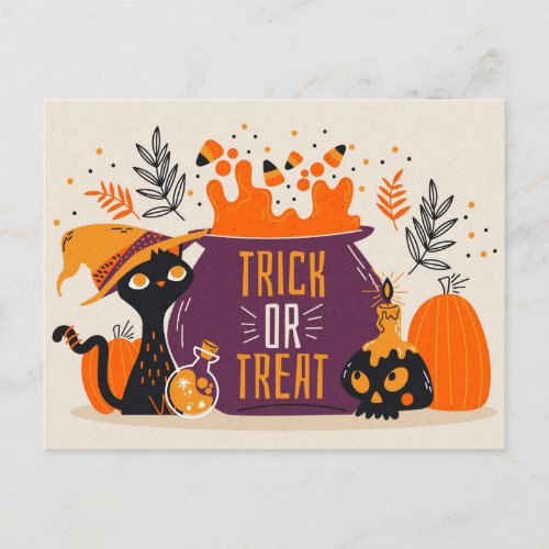 Trick or Treat Cats Magic Potion Brew Postcard