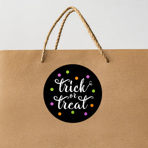 Trick or Treat Colorful Confetti Halloween Classic Round Sticker