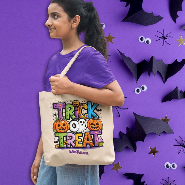  Trick or Treat  colorful / Custom Halloween Tote Bag (Trick or Treat colorful / Custom Halloween Tote Bag)