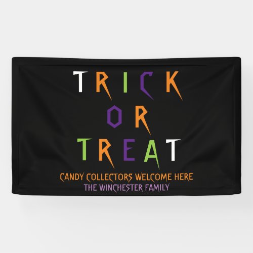 Trick or treat colorful funny spooky custom text banner
