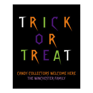 Trick or treat colorful funny spooky custom text poster