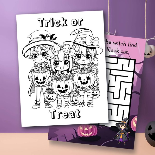 Trick or Treat Coloring Page and Maze Activity  (Creator Uploaded)