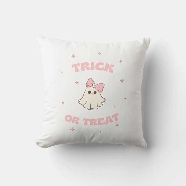 Trick Or Treat Coquette Style Throw Pillow (Front)