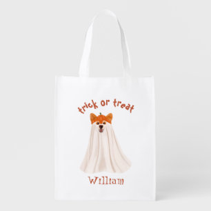 Trick Or Treat Corgi Boo Halloween  Grocery Bag