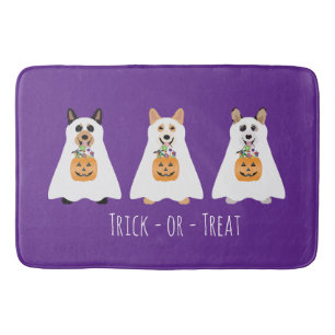 Trick Or Treat Corgi Ghost Dogs Halloween Bath Mat