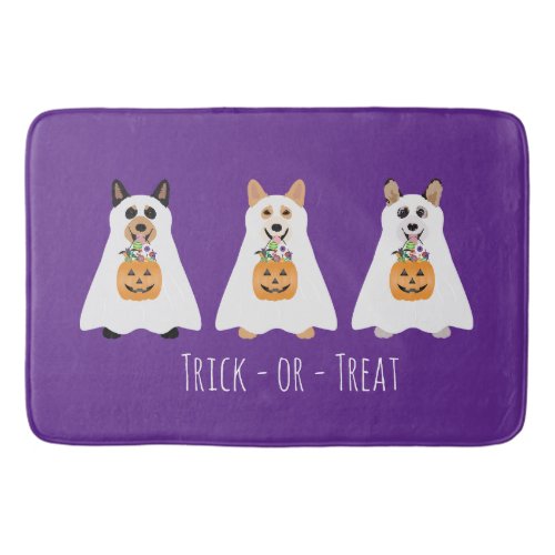 Trick Or Treat Corgi Ghost Dogs Halloween Bath Mat