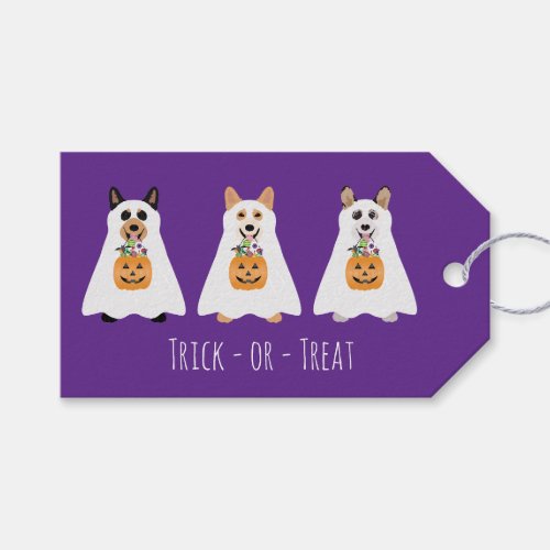Trick Or Treat Corgi Ghost Dogs Halloween Gift Tags