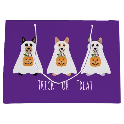 Trick Or Treat Corgi Ghost Dogs Halloween Large Gift Bag