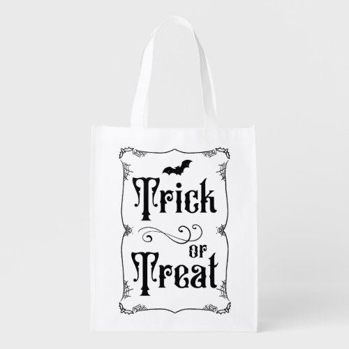 Trick or Treat Creepy Black Bat Halloween Grocery Bag