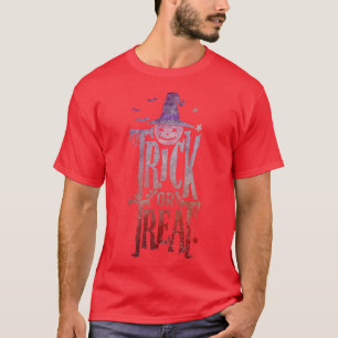 TRICK OR TREAT Creepy Halloween Jack o Lantern Pum T-Shirt