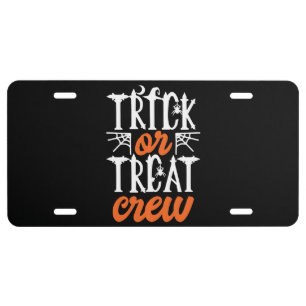 Trick Or Treat Crew Funny Cute Moon Scary Spider License Plate