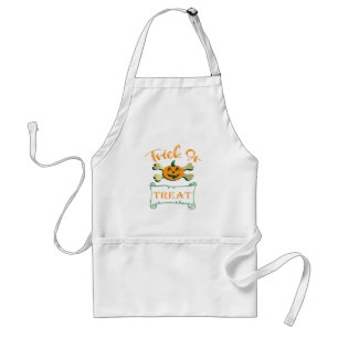 Trick or treat crossbones Halloween pumpkin Adult Apron