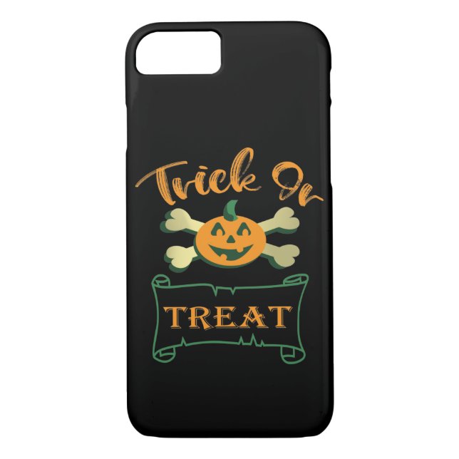 Trick or treat crossbones Halloween pumpkin  Case-Mate iPhone Case (Back)