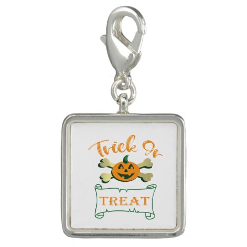 Trick or treat crossbones Halloween pumpkin  Charm