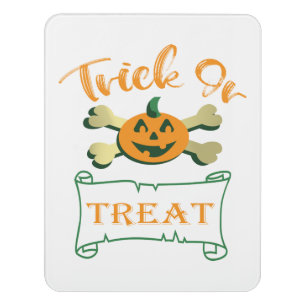 Trick or treat crossbones Halloween pumpkin Door Sign