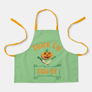 Trick or treat crossbones Halloween pumpkin face Apron