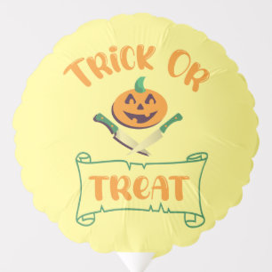 Trick or treat crossbones Halloween pumpkin face Balloon
