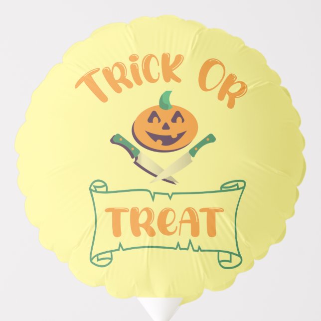 Trick or treat crossbones Halloween pumpkin face Balloon (Front)