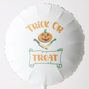 Trick or treat crossbones Halloween pumpkin face Balloon