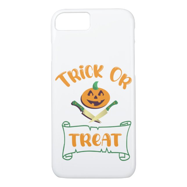 Trick or treat crossbones Halloween pumpkin face Case-Mate iPhone Case (Back)