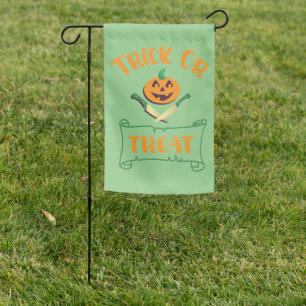 Trick or treat crossbones Halloween pumpkin face Garden Flag