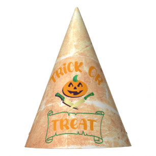 Trick or treat crossbones Halloween pumpkin face Party Hat