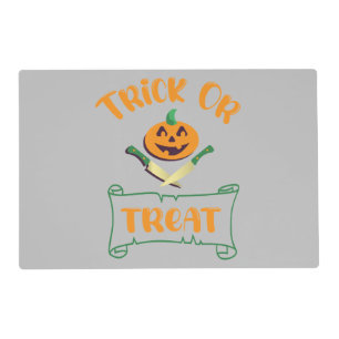 Trick or treat crossbones Halloween pumpkin face Placemat