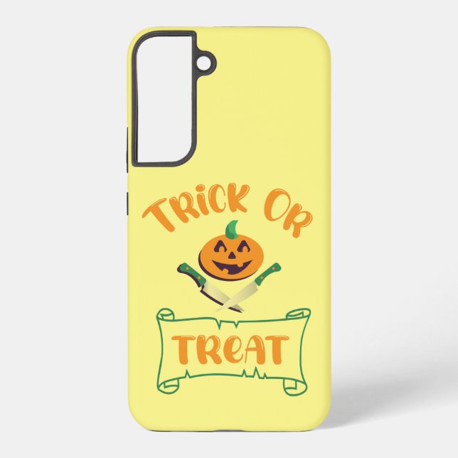 Trick or treat crossbones Halloween pumpkin face Samsung Galaxy Case (Back)